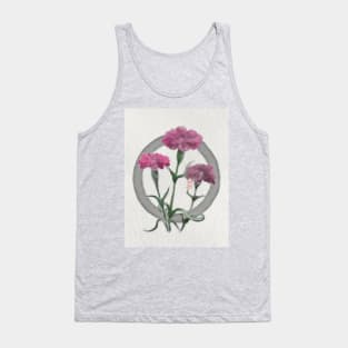 zen circle with sumiE watercolor pink carnations Tank Top